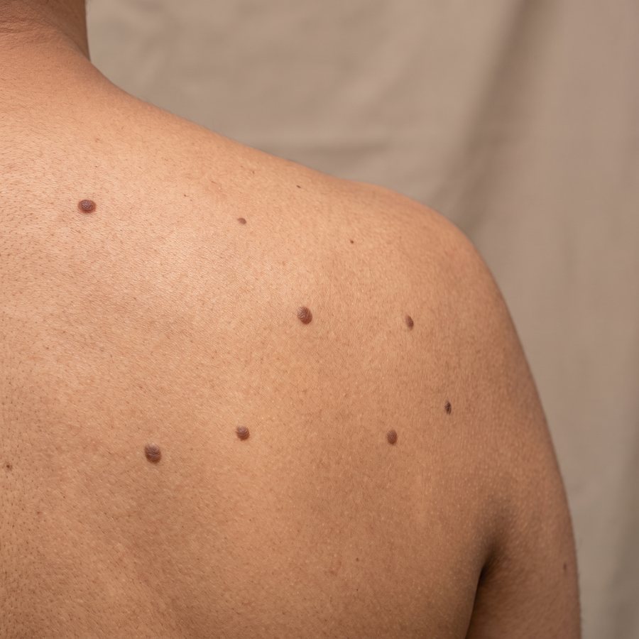 Moles — AI-generated clinical illustration, not a photograph of a patient